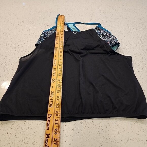 Nike Pixel Party Layered Tankini Top Black Teal Swimwear WOMENS SIZE S - Picture 3 of 6